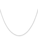 14K White Gold 0.4 mm Polished Chain Necklace, Solid