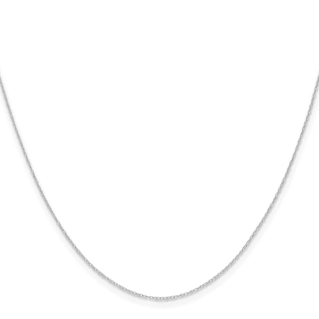 14K White Gold 0.4 mm Polished Chain Necklace, Solid