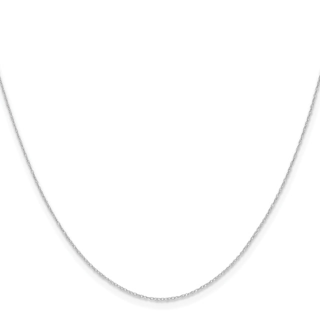 14K White Gold 0.4 mm Polished Chain Necklace, Solid