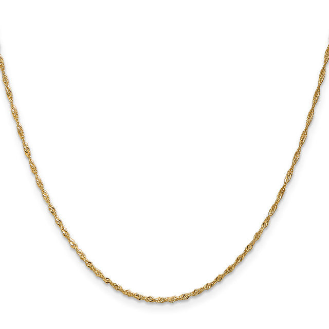 14K Yellow Gold 1.3 mm Singapore Chain Necklace, Polished
