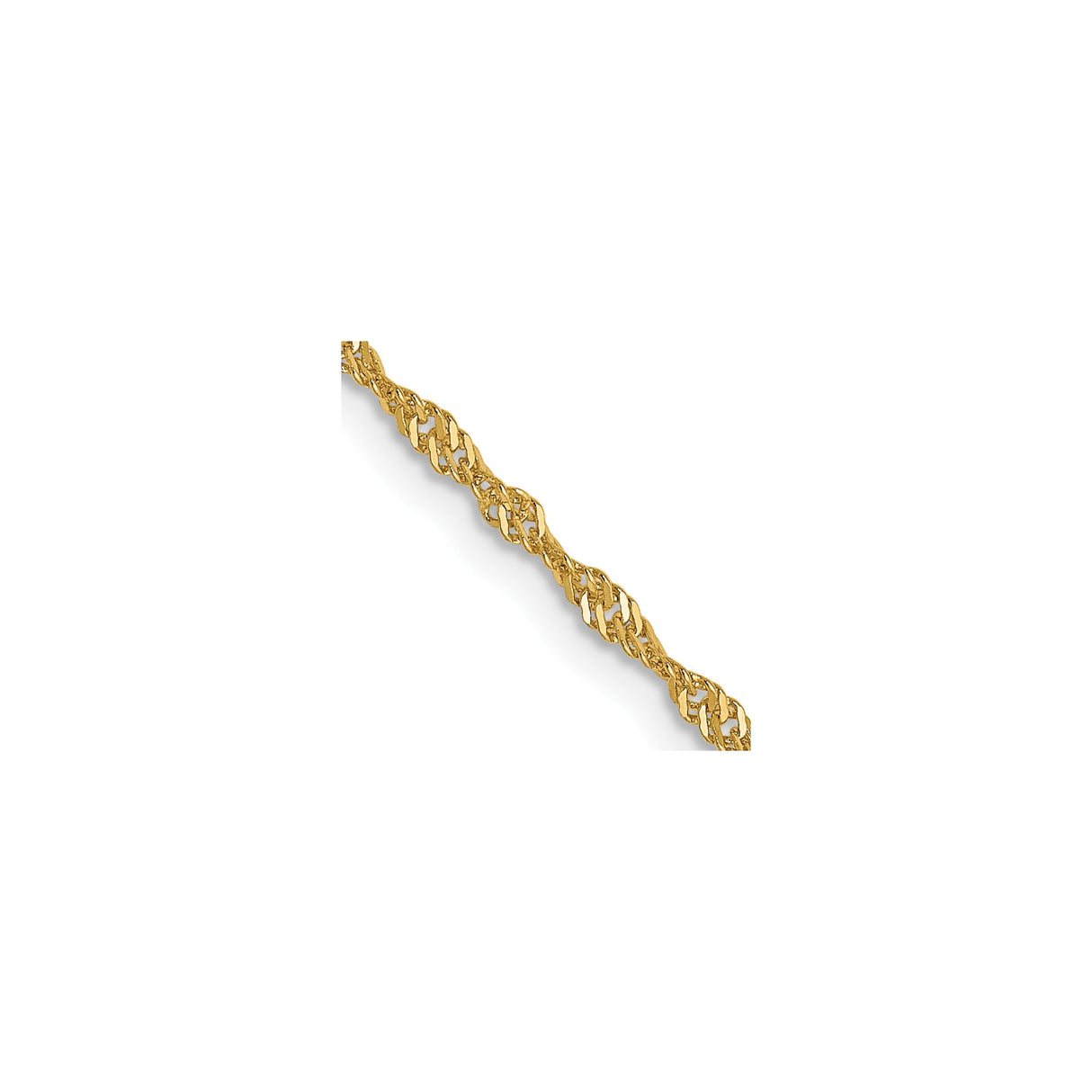14K Yellow Gold 1.3 mm Singapore Chain Necklace, Polished detail view