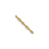 14K Yellow Gold 1.3 mm Singapore Chain Necklace, Polished detail view