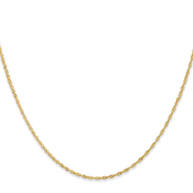 10K Yellow Gold 1 mm Singapore Chain Necklace, Polished