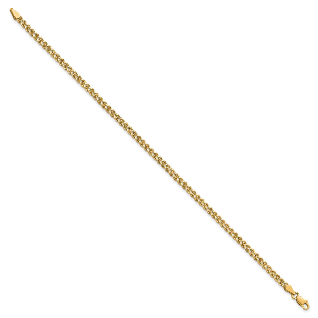 14K Yellow Gold 3 mm Rope Chain Bracelet, Polished