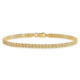 14K Yellow Gold 3 mm Rope Chain Bracelet, Polished detail view