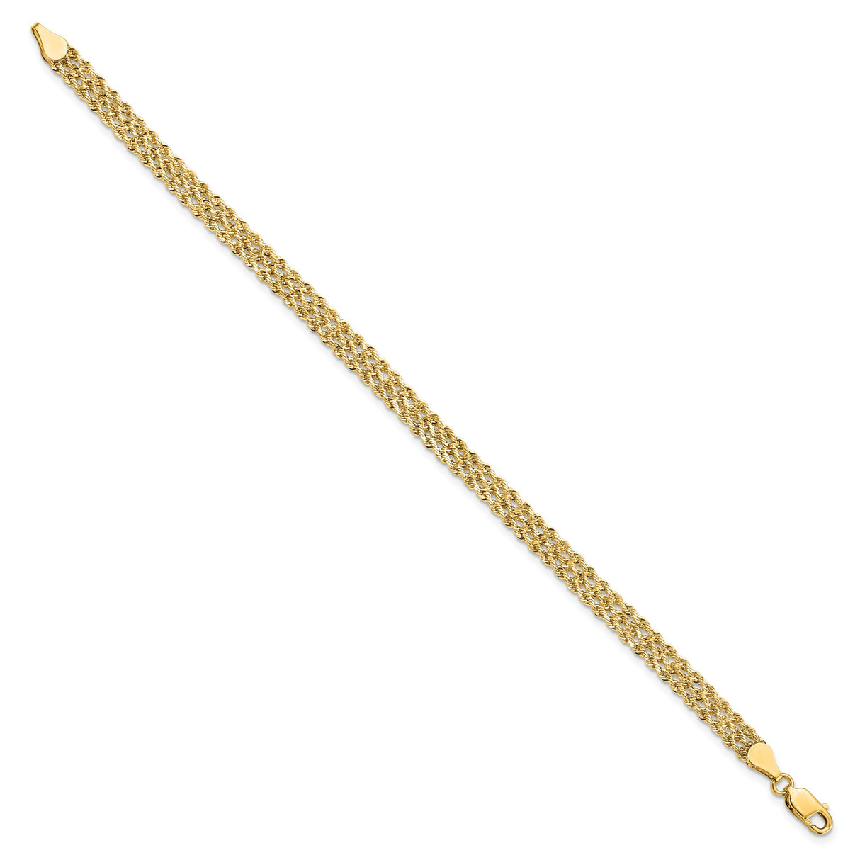 14K Yellow Gold 4.5 mm Rope Chain Bracelet, Polished
