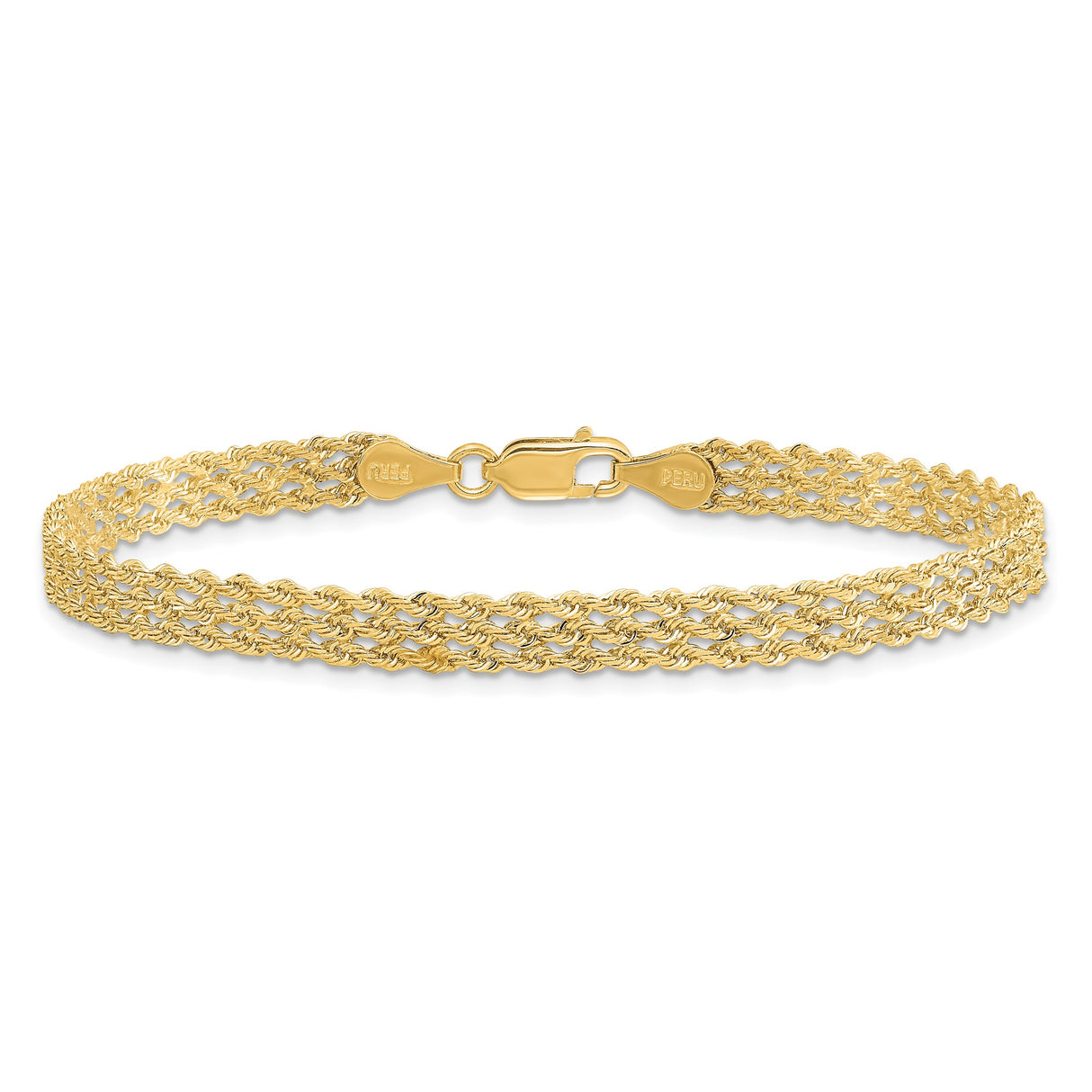14K Yellow Gold 4.5 mm Rope Chain Bracelet, Polished alternate angle