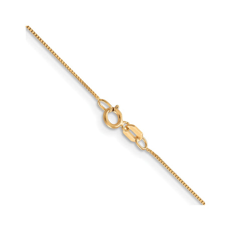 10K Yellow Gold 0.5 mm Box Chain Necklace, Polished alternate angle