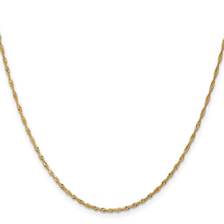 10K Yellow Gold 1.3 mm Singapore Chain Necklace, Polished