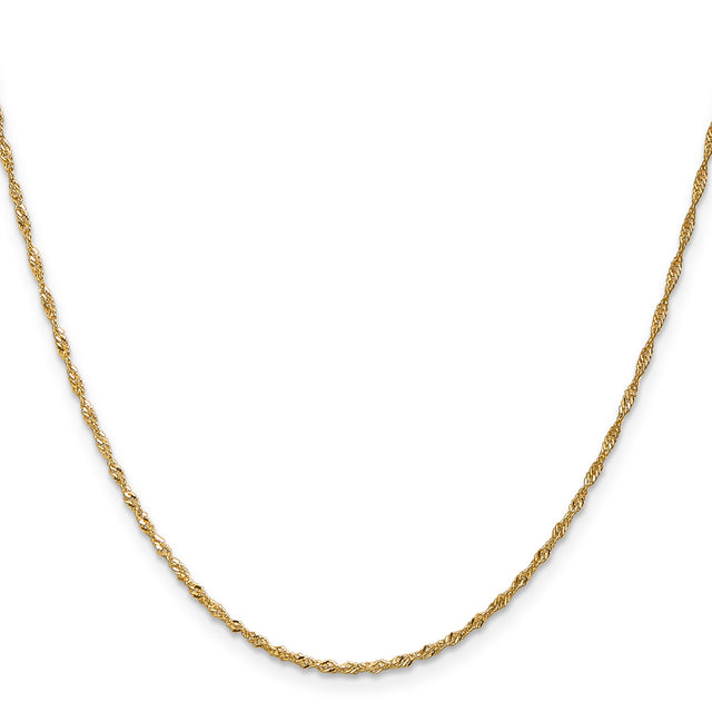 10K Yellow Gold 1.3 mm Singapore Chain Necklace, Polished