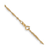 10K Yellow Gold 1.3 mm Singapore Chain Necklace, Polished alternate angle