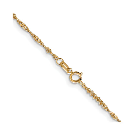 10K Yellow Gold 1.3 mm Singapore Chain Necklace, Polished alternate angle