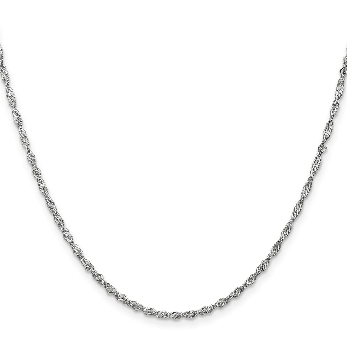 14K White Gold 1.6 mm Singapore Chain Necklace, Polished