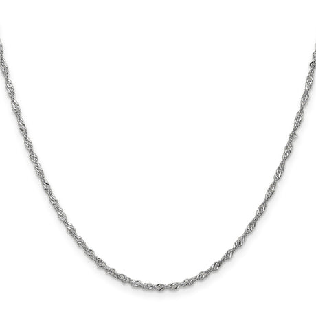 14K White Gold 1.6 mm Singapore Chain Necklace, Polished