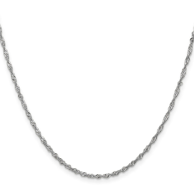 14K White Gold 1.6 mm Singapore Chain Necklace, Polished