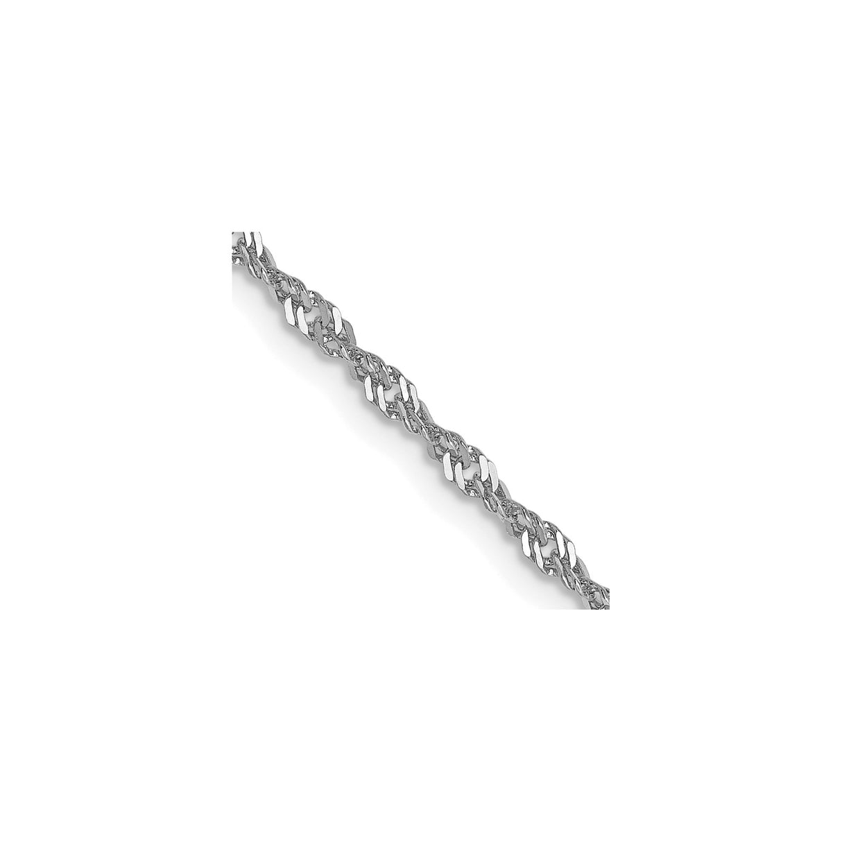 14K White Gold 1.6 mm Singapore Chain Necklace, Polished detail view