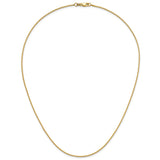 14K Yellow Gold 1 mm Box Chain Necklace, Polished detail view