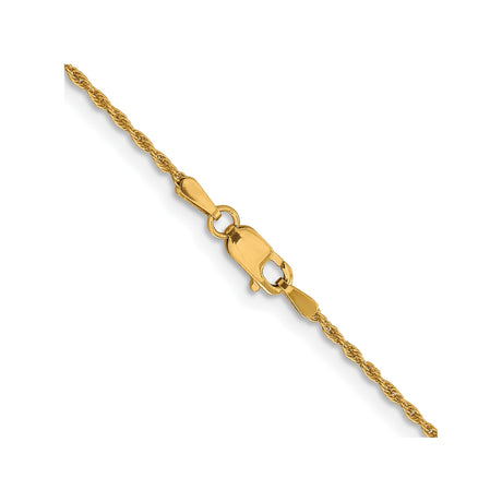 10K Yellow Gold 1.2 mm Rope Chain Necklace, Polished alternate angle