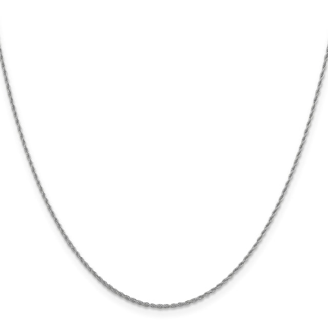 10K White Gold 1.2 mm Rope Chain Necklace, Polished