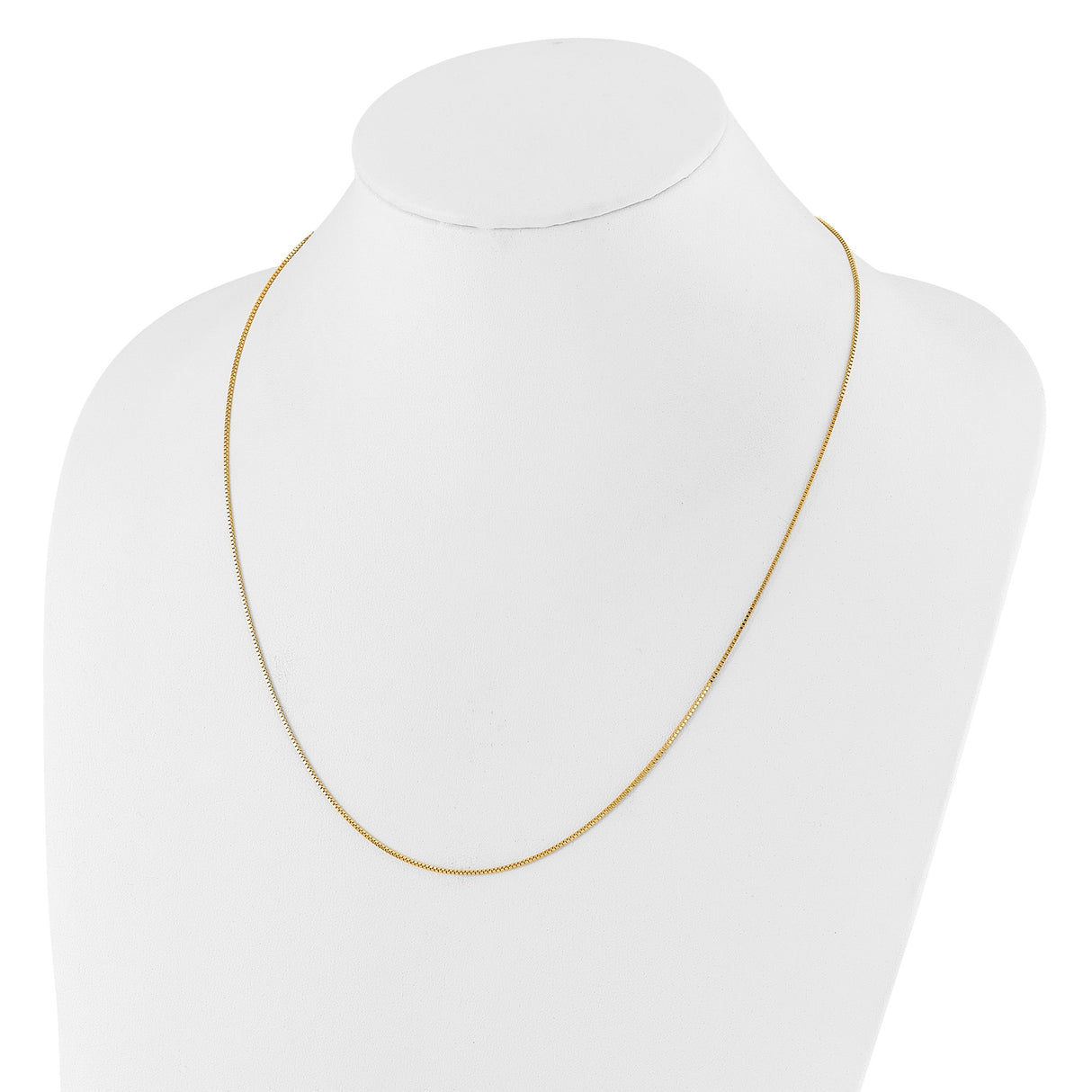 10K Yellow Gold 0.9 mm Box Chain Necklace, Polished detail view