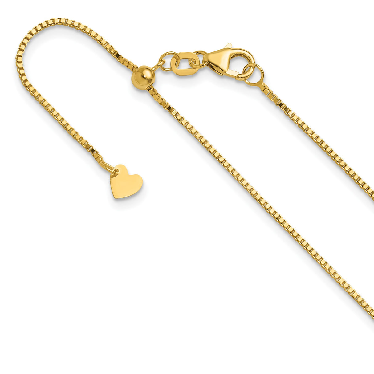 10K Yellow Gold 0.9 mm Box Chain Necklace, Polished detail view