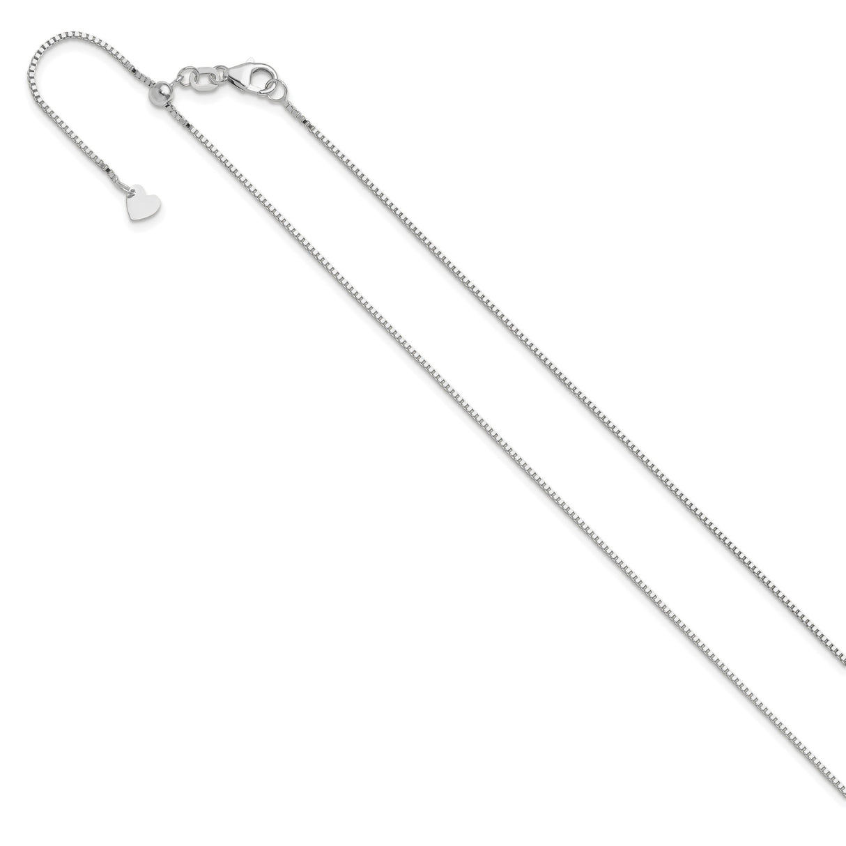 10K White Gold 0.9 mm Box Chain Necklace, Polished