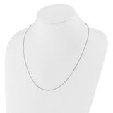10K White Gold 0.9 mm Box Chain Necklace, Polished detail view