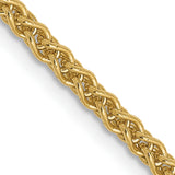 14K Yellow Gold 2.1 mm Polished Chain Necklace, Solid detail view