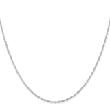 10K White Gold 1 mm Singapore Chain Necklace, Polished