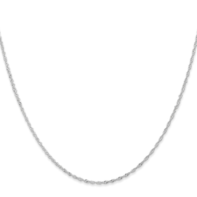 10K White Gold 1 mm Singapore Chain Necklace, Polished