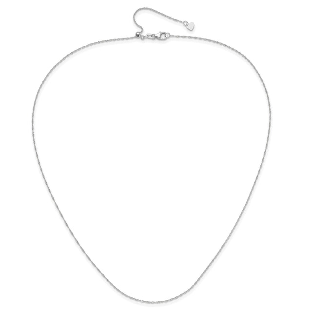 10K White Gold 0.9 mm Singapore Chain Necklace, Polished