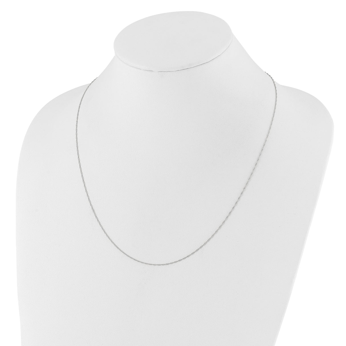10K White Gold 0.9 mm Singapore Chain Necklace, Polished alternate angle
