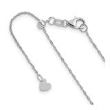 10K White Gold 0.9 mm Singapore Chain Necklace, Polished detail view