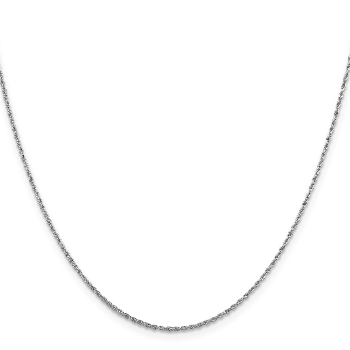 14K White Gold 1.3 mm Rope Chain Necklace, Polished