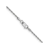 14K White Gold 1.3 mm Rope Chain Necklace, Polished alternate angle