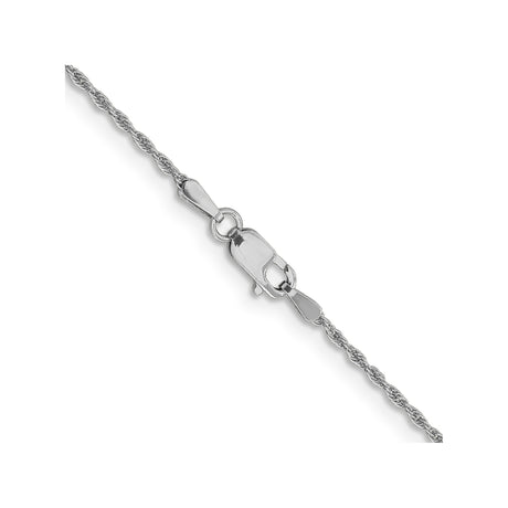 14K White Gold 1.3 mm Rope Chain Necklace, Polished alternate angle