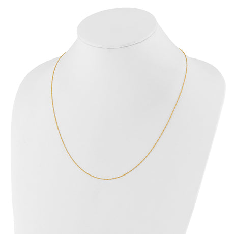 10K Yellow Gold 0.9 mm Singapore Chain Necklace, Polished alternate angle