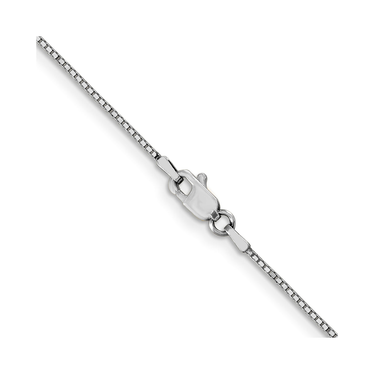 10K White Gold 0.8 mm Box Chain Necklace, Polished alternate angle