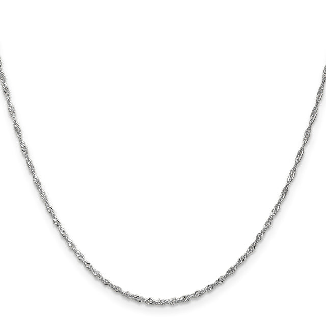 10K White Gold 1.3 mm Singapore Chain Necklace, Polished