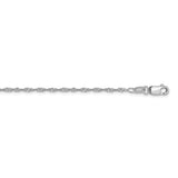 10K White Gold 1.3 mm Singapore Chain Necklace, Polished alternate angle