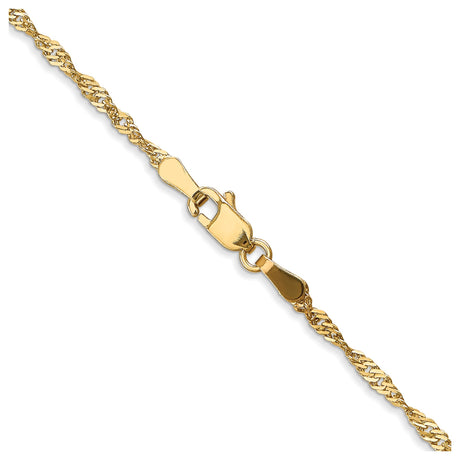 10K Yellow Gold 1.7 mm Singapore Chain Necklace, Polished alternate angle