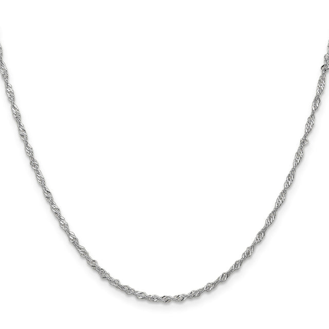10K White Gold 1.7 mm Singapore Chain Necklace, Polished