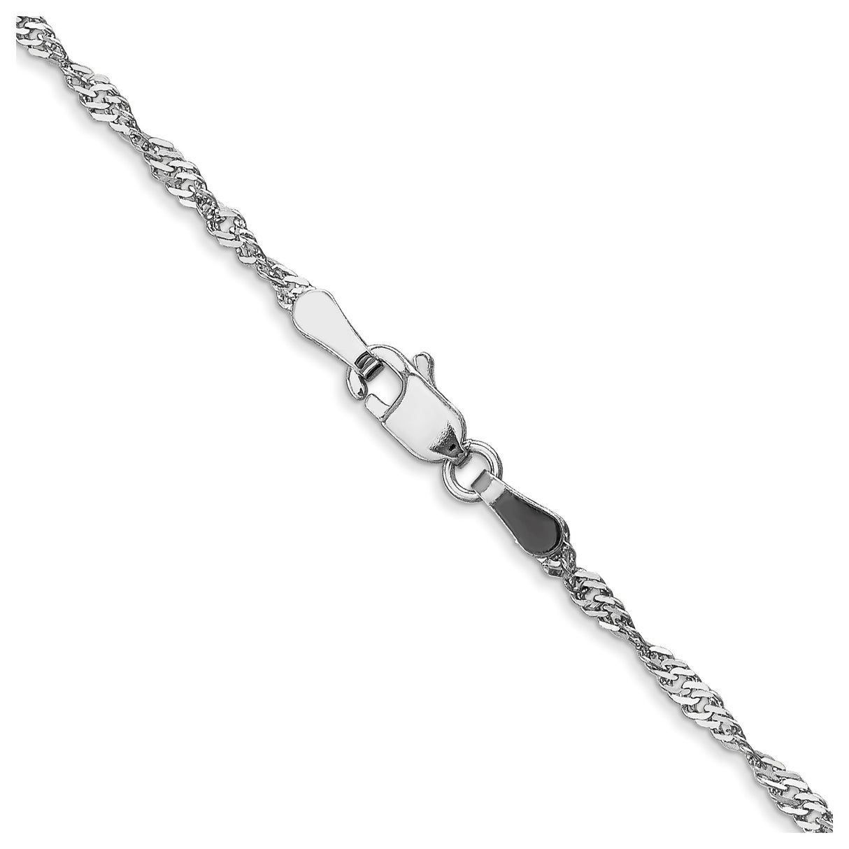 10K White Gold 1.7 mm Singapore Chain Necklace, Polished alternate angle