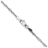 10K White Gold 1.7 mm Singapore Chain Necklace, Polished alternate angle