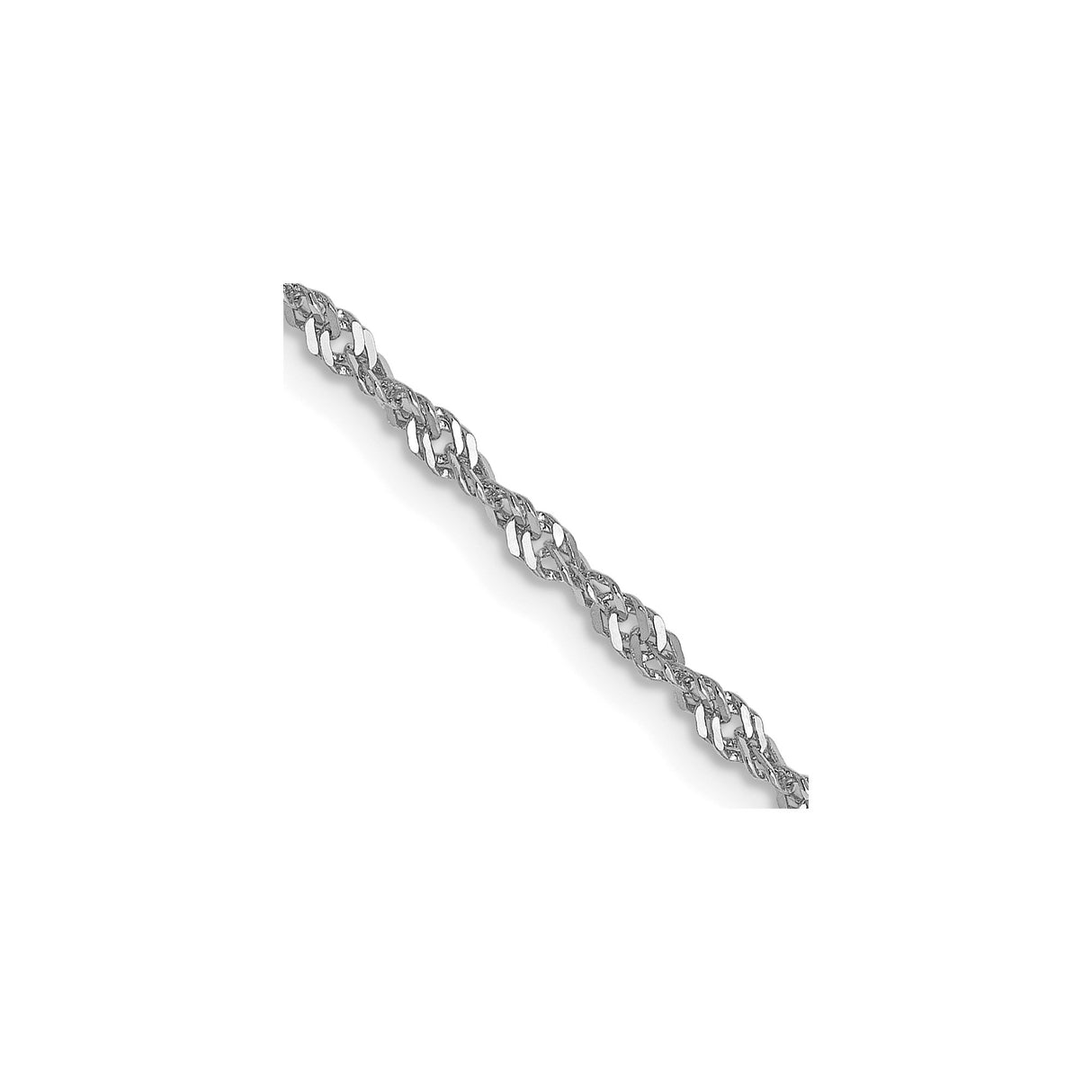 10K White Gold 1.7 mm Singapore Chain Necklace, Polished detail view