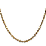 10K Yellow Gold 3.5 mm Rope Chain Necklace, Polished