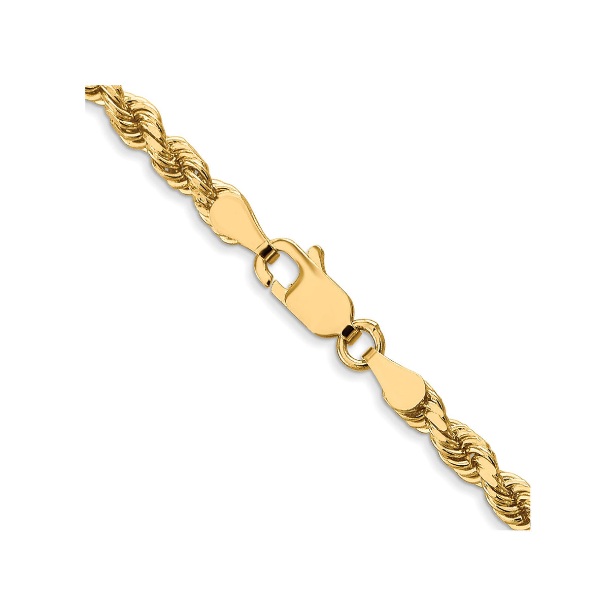 10K Yellow Gold 3.5 mm Rope Chain Necklace, Polished alternate angle