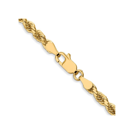 10K Yellow Gold 3.5 mm Rope Chain Necklace, Polished alternate angle