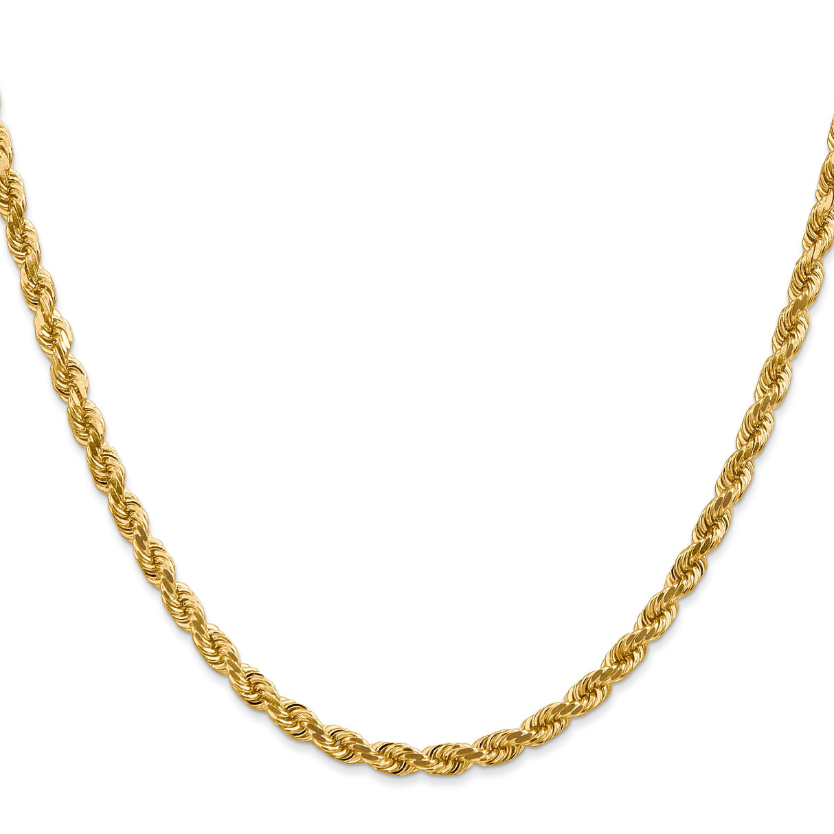 10K Yellow Gold 4 mm Rope Chain Necklace, Polished