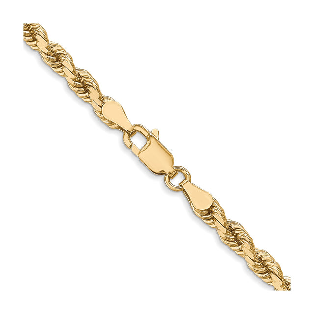 10K Yellow Gold 4 mm Rope Chain Bracelet, Polished